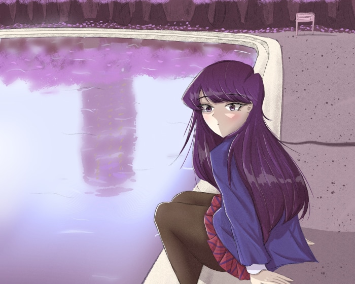 Shoko Komi by a pool