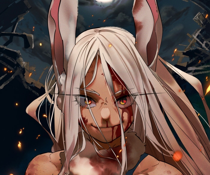 Mirko from My Hero Academia covered in blood