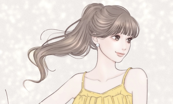 Girl with ponytail and yellow dress