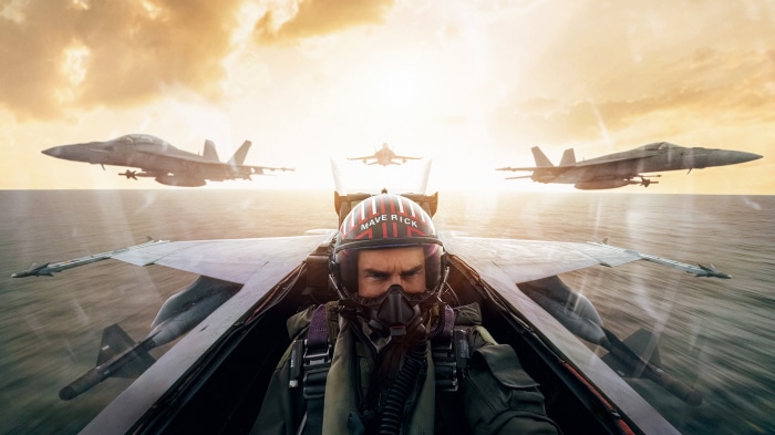 Tom Cruise as Maverick in Top Gun: Maverick