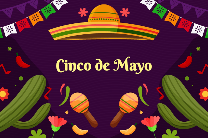 Cinco de Mayo celebration with sombrero and maracas