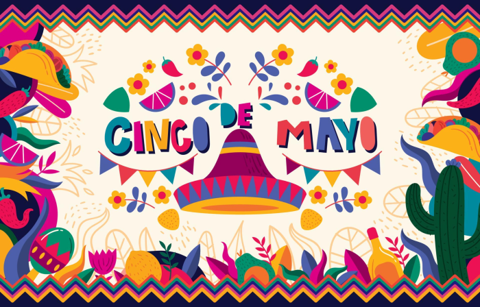 Cinco De Mayo Fiesta with Sombrero and Tacos