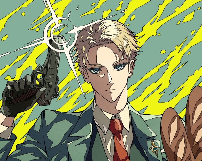 Loid Forger from Spy X Family holding a gun
