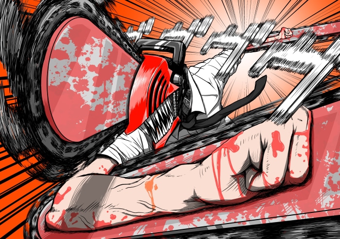 Denji from Chainsaw Man with a chainsaw