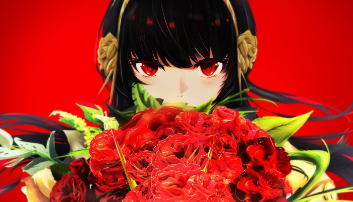 Yor Forger from Spy X Family with Roses