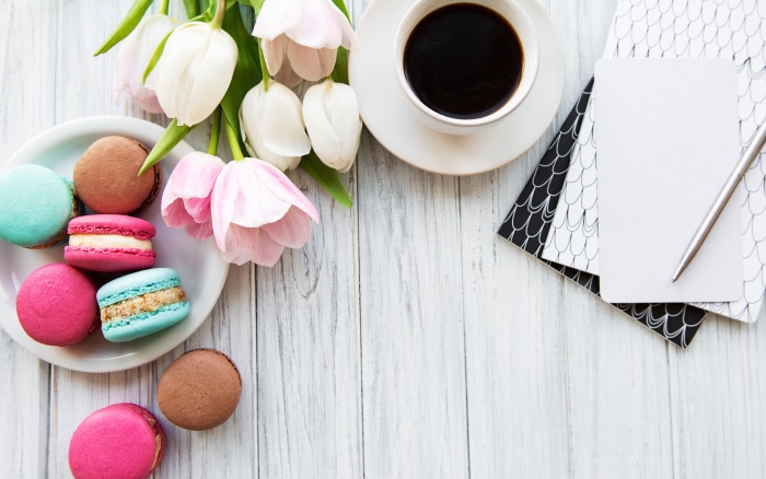 Still Life Photography with Tulips and Macarons