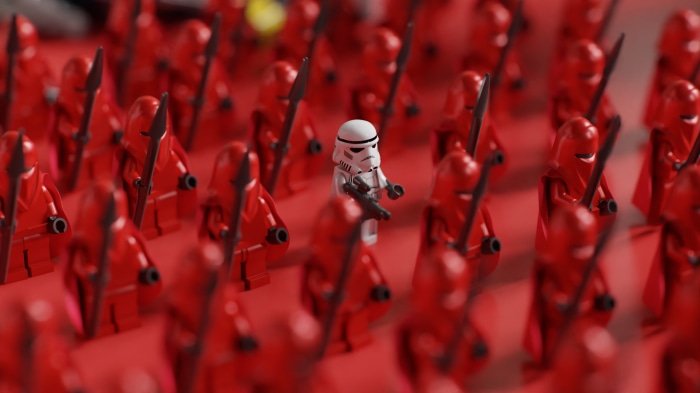 Stormtrooper among Star Wars Royal Guards