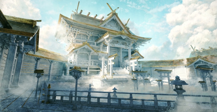 Traditional Japanese Temple Complex in Mist 4K