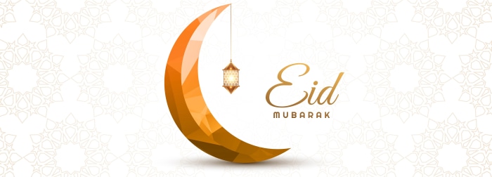 Eid Mubarak Crescent Moon and Lantern 4K