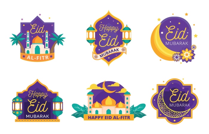 Eid Mubarak and Eid Al-Fitr illustrations