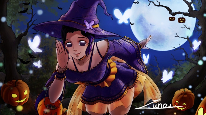 Shinobu Kochou from Demon Slayer in Halloween costume