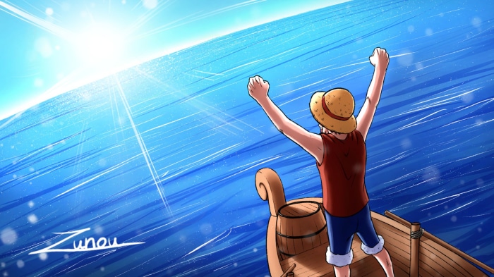 Monkey D. Luffy from One Piece on a boat