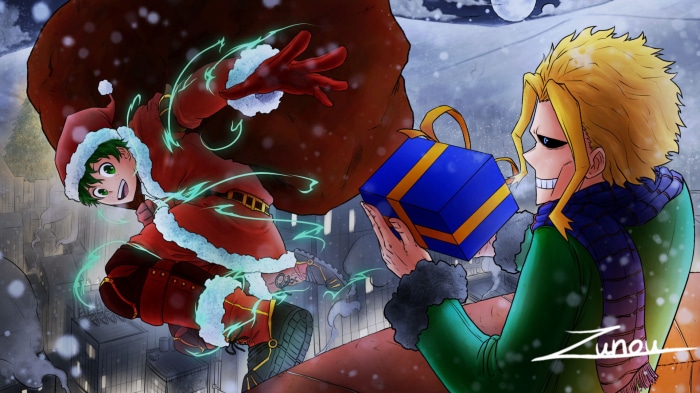 Izuku Midoriya and All Might from My Hero Academia
