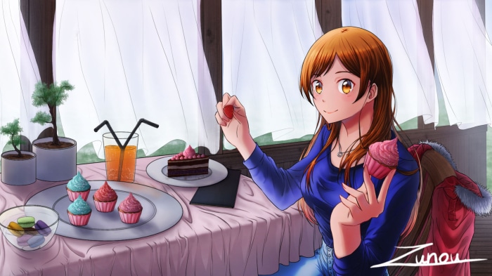 Chizuru Ichinose from Rent-A-Girlfriend eating dessert