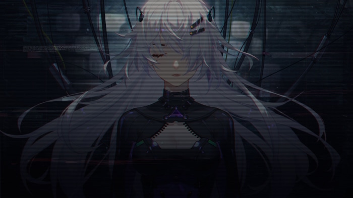 Girl with white hair and cybernetic implants