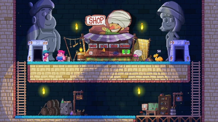 Falling Out characters at a shop