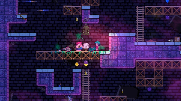 Falling Out characters on a platform