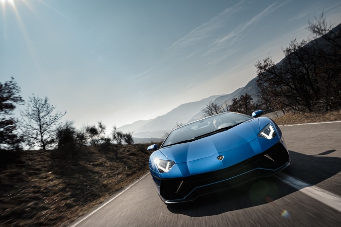 Blue Lamborghini Aventador LP 780-4 Ultimae 4K