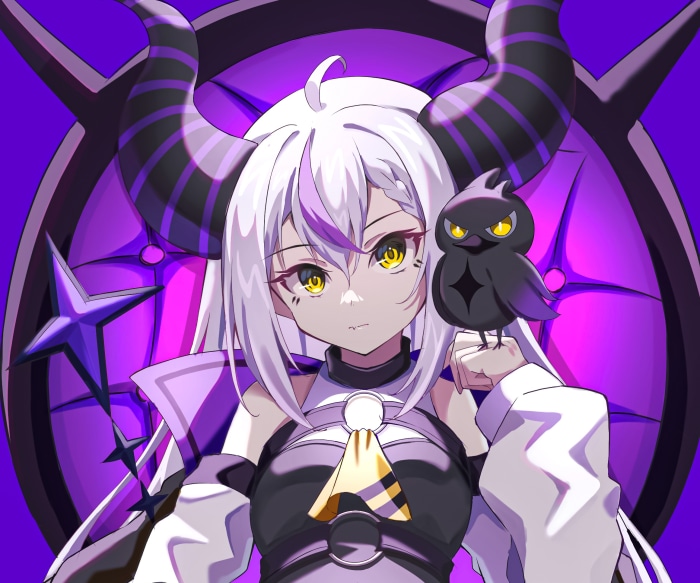 La+ Darknesss from Hololive with a bird