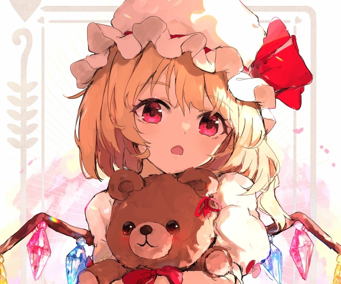 Flandre Scarlet from Touhou holding a teddy bear