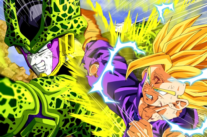Cell and Super Saiyan 2 Gohan from Dragon Ball Z