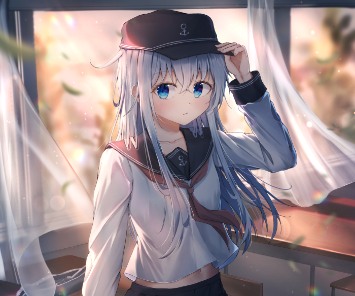 Hibiki from Kantai Collection wearing a sailor uniform