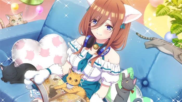 Miku Nakano from The Quintessential Quintuplets with cats