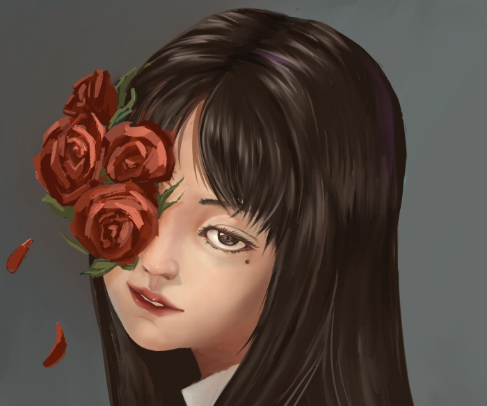 Tomie with Red Roses