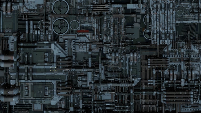 Sci-fi industrial machinery and pipes