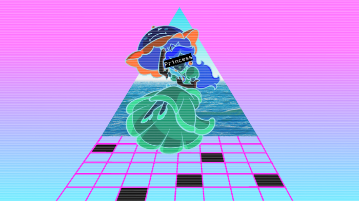 Princess Peach from Super Mario with Vaporwave aesthetic