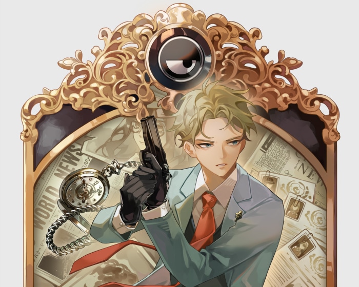 Loid Forger from Spy X Family holding a gun