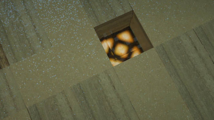 Minecraft floor with glowing light source
