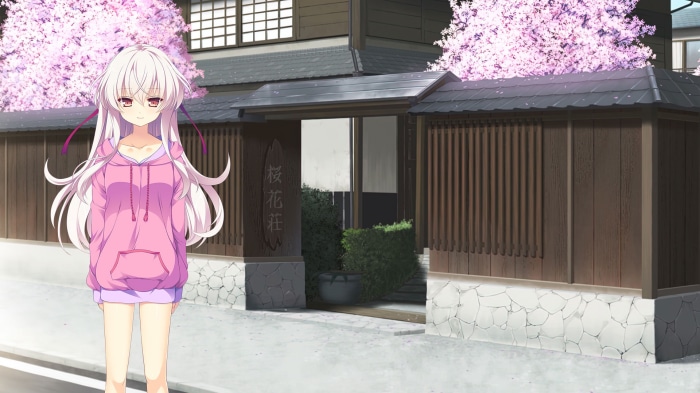 Girl in Pink Hoodie in Front of Japanese House