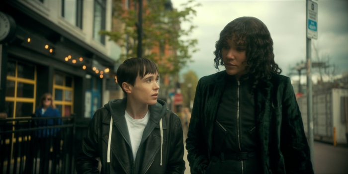 Viktor and Sloane from The Umbrella Academy walking