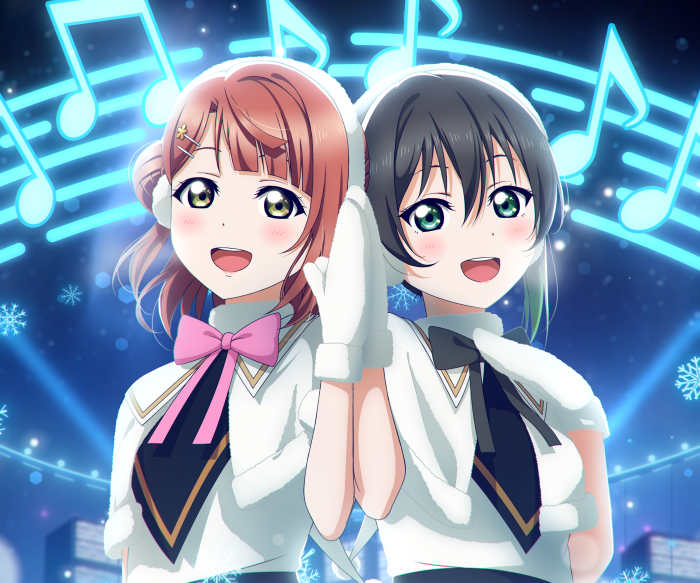 Ayumu Uehara and Yu Takasaki from Love Live! Nijigasaki High School Idol Club