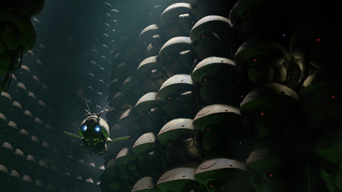 Sci Fi Drone in a Futuristic Chamber