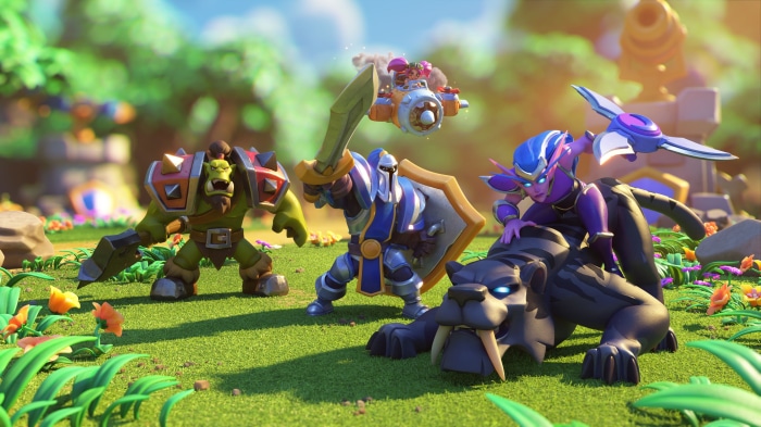Warcraft Arclight Rumble characters on a grassy field