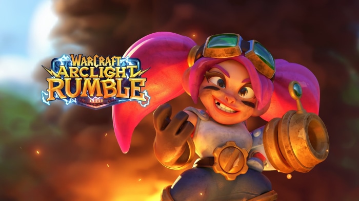 Warcraft Arclight Rumble game logo with character