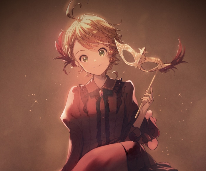 Emma from The Promised Neverland with a mask