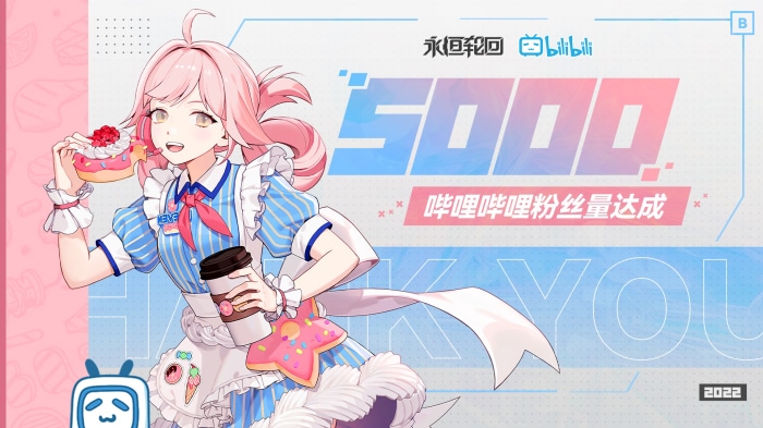 Anime girl with donut and coffee from Eternal Return