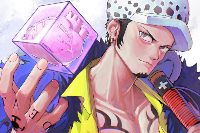 Trafalgar Law from One Piece holding a heart