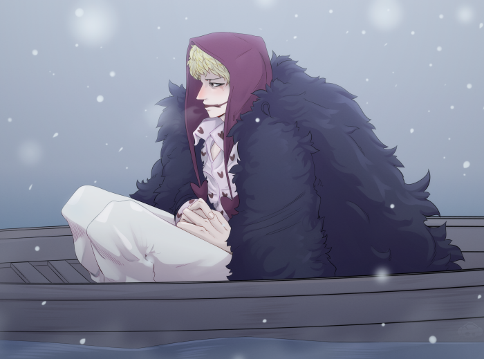 Donquixote Corazon from One Piece in a boat