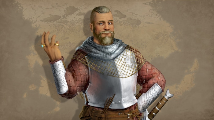 Alstero, a medieval warrior with a beard