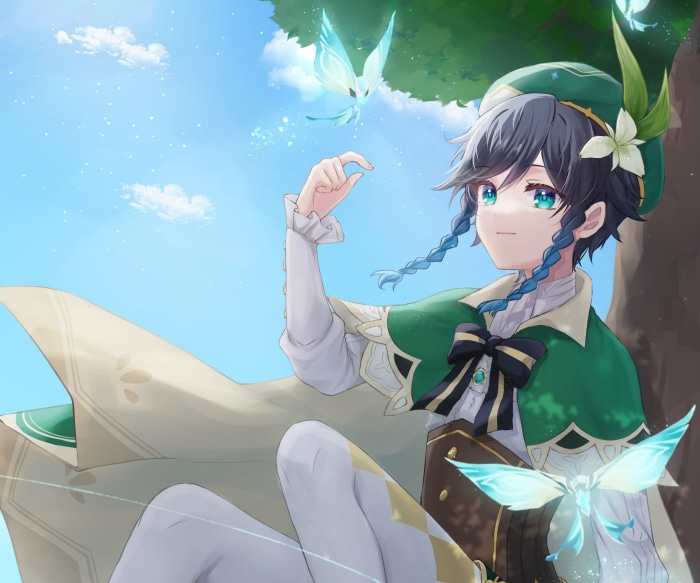 Venti from Genshin Impact with butterflies