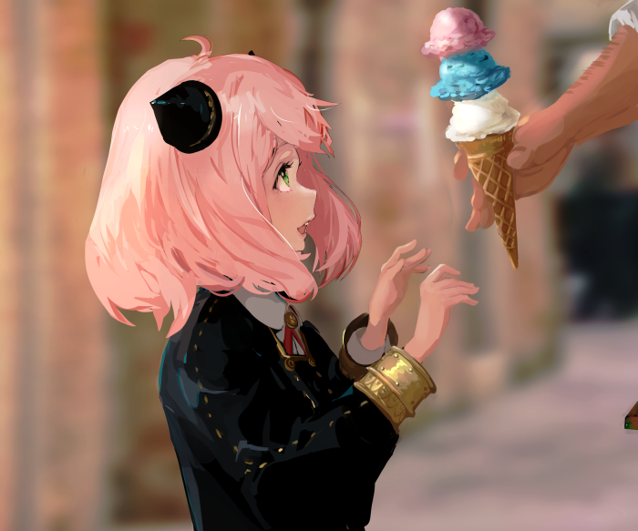 Anya Forger from Spy X Family receiving ice cream