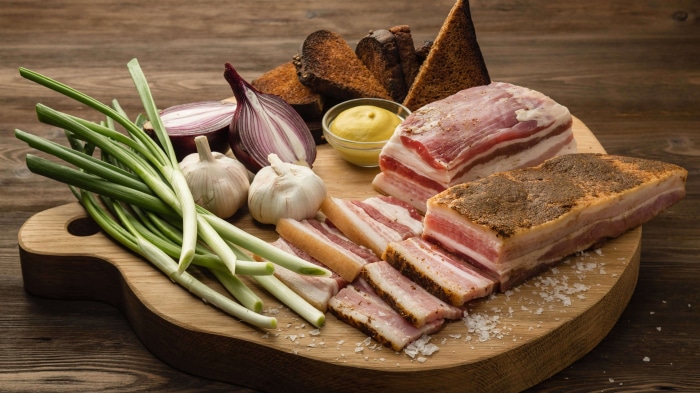 Still Life with Bacon, Bread, and Vegetables 4K