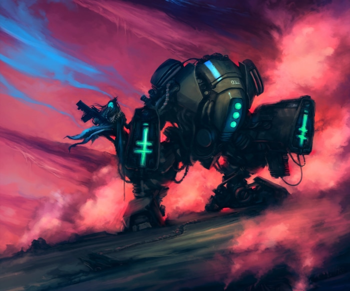 Sci-Fi Robot with Glowing Green Accents