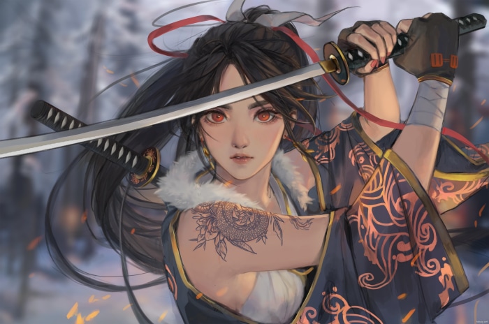 Fantasy Samurai Woman with Katana 4K