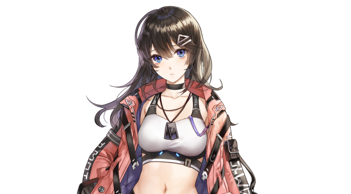 Anime girl with blue eyes and black hair