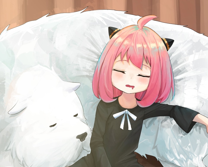 Anya Forger and Bond from Spy X Family sleeping